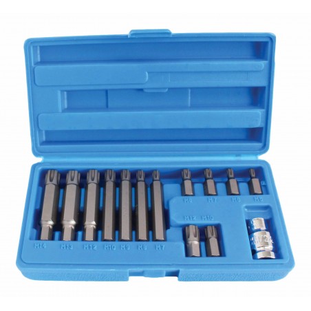 14pc 1/2" 10mm Ribe Insert Bits Set Polydrive M5-M14 & Adaptor Socket