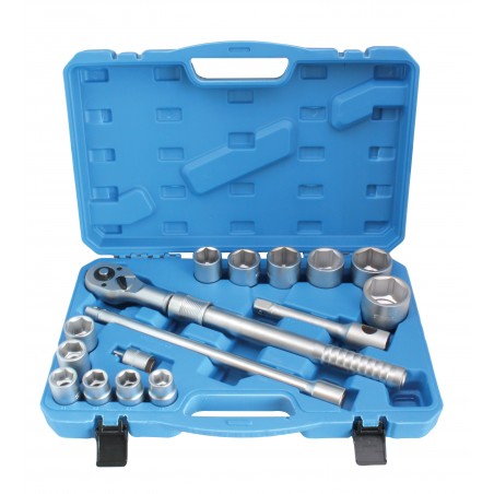 16pcs 3/4" Dr. 6PT Short Hand Socket Set with Reversible Ratchet