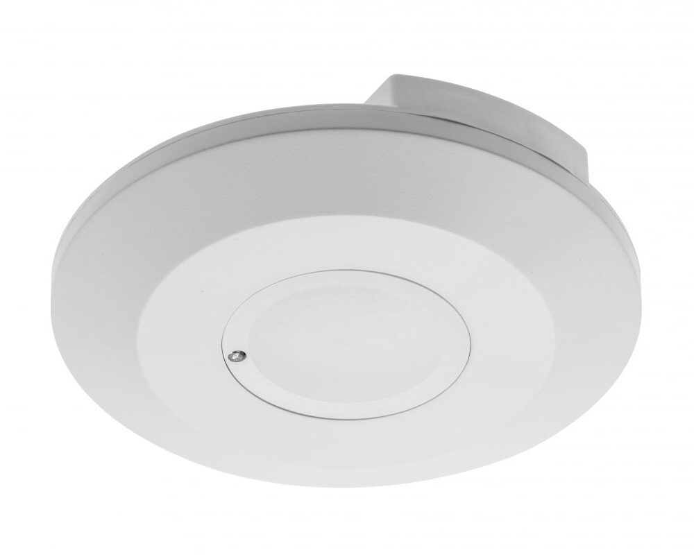 Microwave motion sensor CM-3 MINI, max. 2000 W, detection angle 360°, range 1-8 m ± 2-6 m, IP20, white