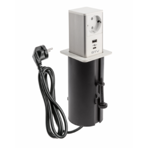 Furniture socket TOWER, 1xSHUKO, USB A+C, cable 1.5 m, white