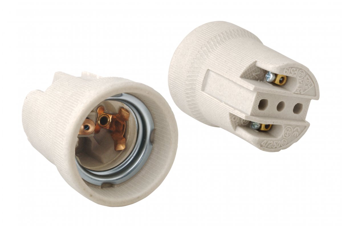 Ceramic socket E27, white
