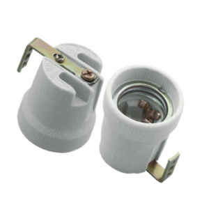 Ceramic socket E27 with mounting, white
