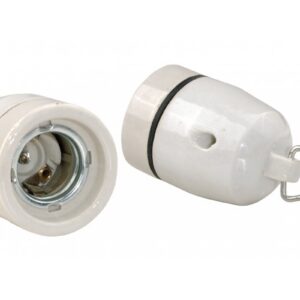 Ceramic pendant socket, E27, white