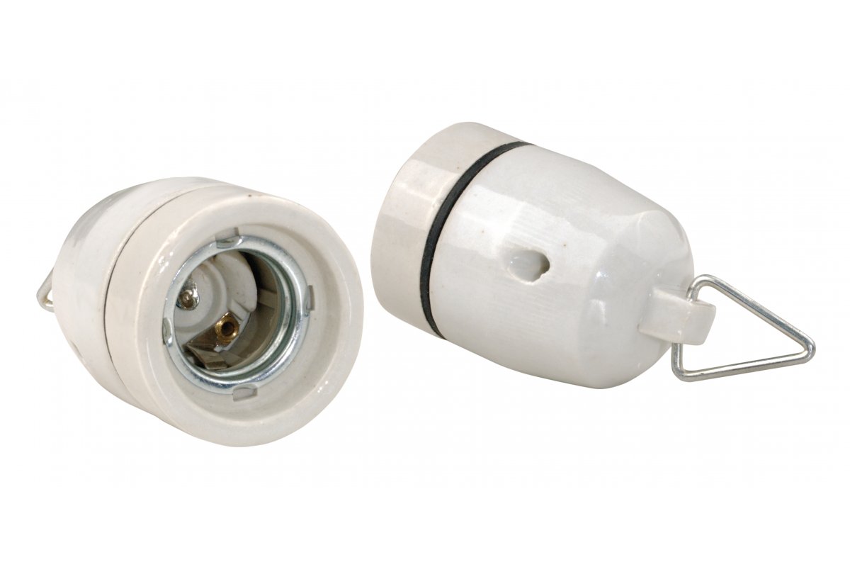 Ceramic pendant socket, E27, white