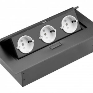 Furniture socket, 3xSHUKO, cable 1.5 m, black