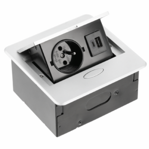 AVARO Recessed Furniture Socket, 1x French Socket, USB A+C, 1.5m Cable, Silver