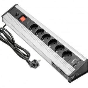 MULTI desktop extension cable with surge protection, 6x schuko socket, 4x USB data, 2