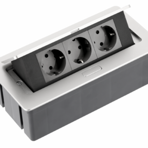 Furniture socket SOFT, 3xSHUKO, cable 1.5 m, aluminum