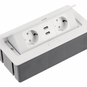 Furniture socket SOFT, 2xSHUKO, 2xUSB-A 2.1A, cable 1.5 m, white