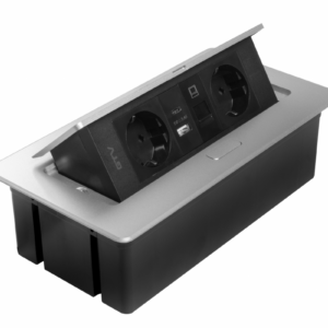 Furniture socket MULTISOFT, 2xSHUKO, USB A+C, RJ45, cable 1.5 m, aluminum