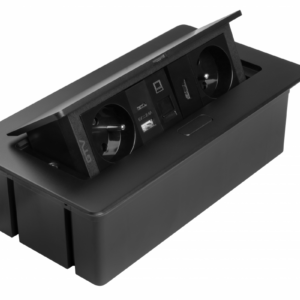 Furniture socket MULTISOFT, 2xSHUKO, USB A+C, RJ45, HDMI cable 1.5 m, black