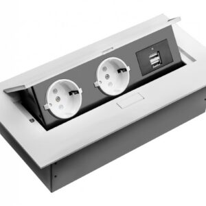 Furniture socket, 2xSHUKO, 2xUSB-A, without cable, white