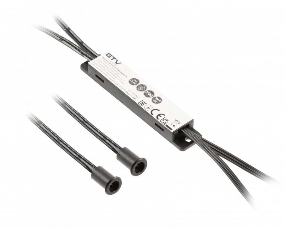 Non-contact switch, 1-mode MIKRO, max. 36 W, DC12V, 2 sensors, black