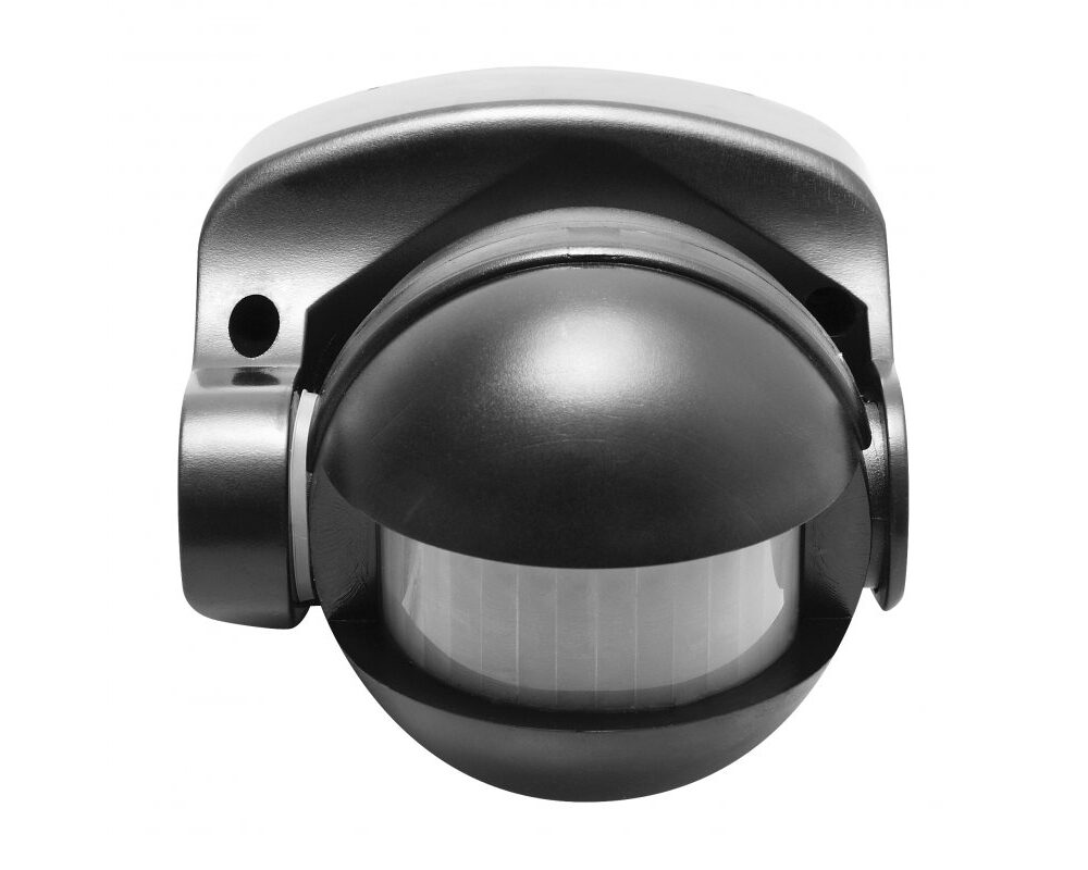 Motion sensor CR-1, max. 1200 W, detection angle 180°, range 10 m ± 1.8- 2.5 m, IP44, black