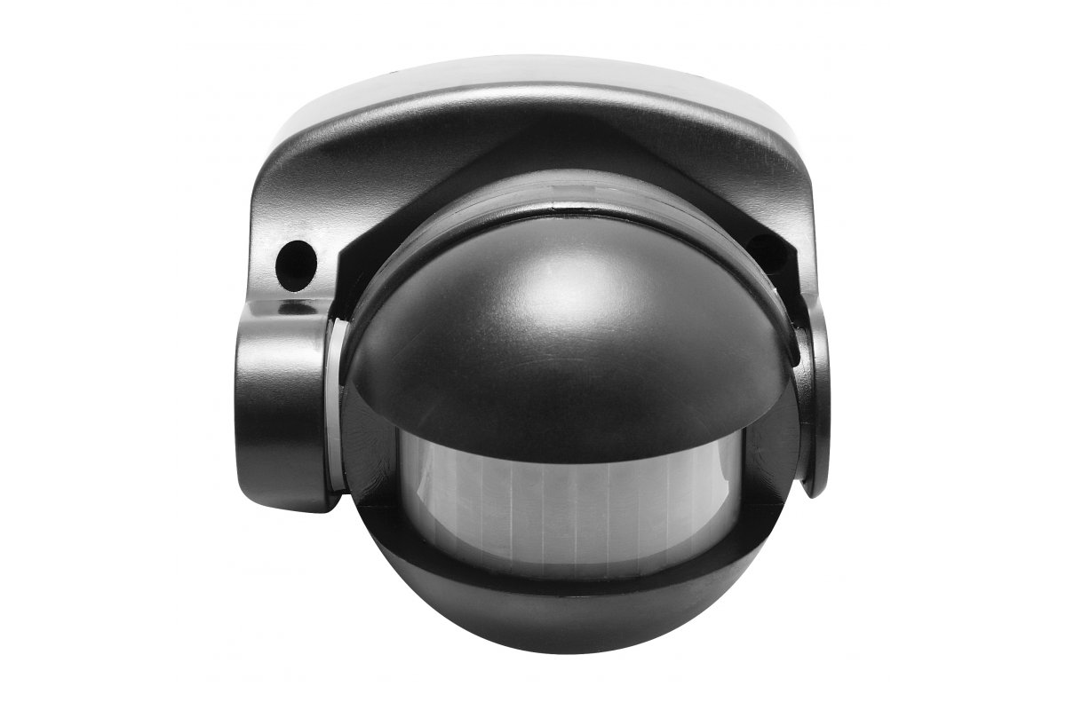 Motion sensor CR-1, max. 1200 W, detection angle 180°, range 10 m ± 1.8- 2.5 m, IP44, black