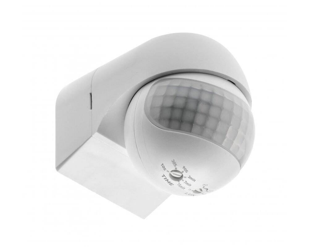 Motion sensor CR-13, max. 800 W, detection angle 180°, range 12 m ± 1.8- 2.5 m, IP44, white