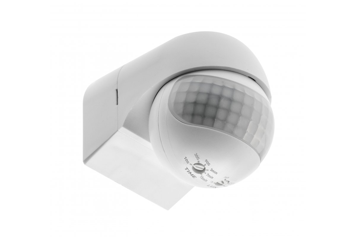 Motion sensor CR-13, max. 800 W, detection angle 180°, range 12 m ± 1.8- 2.5 m, IP44, white