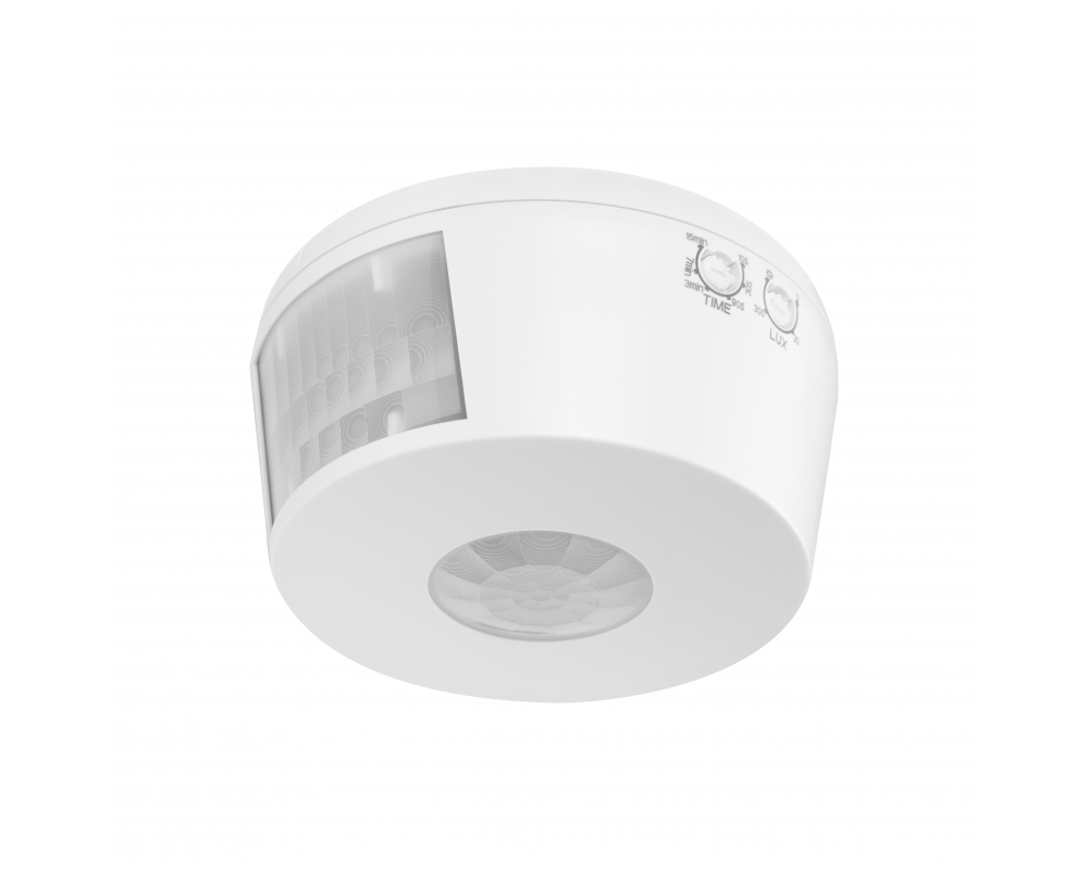 Motion sensor CR-21, max. 2000 W, detection angle 360°, range 30 m ± 2.2-4 m, IP20, white