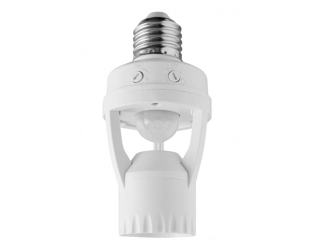 Motion sensor CR-6, E27, max. 60 W, detection angle 360°, range 6 m ± 2-3.5 m, IP20, white