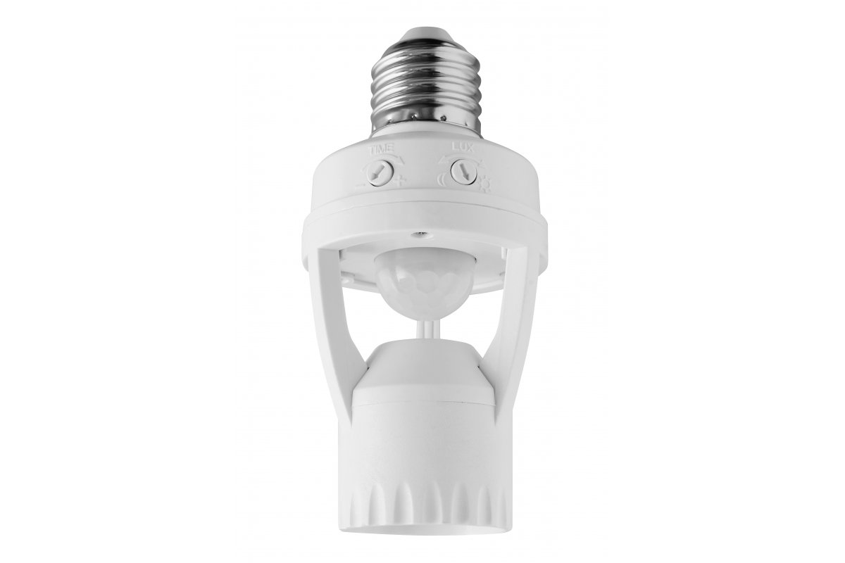 Motion sensor CR-6, E27, max. 60 W, detection angle 360°, range 6 m ± 2-3.5 m, IP20, white