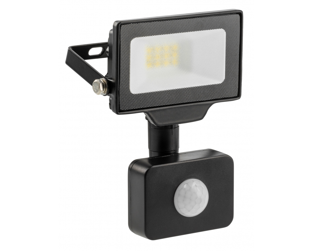 G-TECH LED Floodlight with motion sensor, 10 W, 1000 lm, 6000K, AC220-240V, IP65, 120°, black