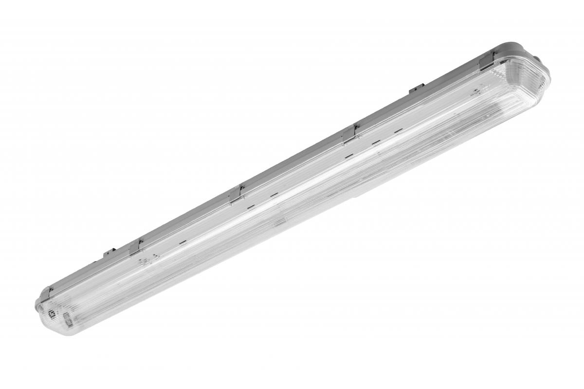 G-TECH Hermetic luminaire 2x120 T8 LED (single-sided connection), G13, IP65, IK06, ABS/PS, gray