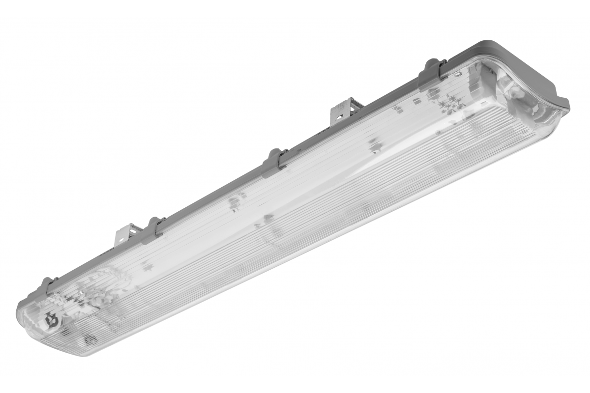 G-TECH Hermetic luminaire 218, 2x60 T8 LED (single-sided connection), G13, IP65, ABS/PS, gray