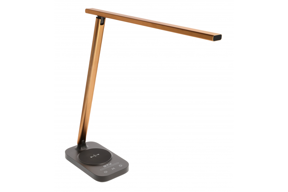 Desktop lamp Bressi,8W,450lm,AC220-240V,3-CCT, Wireless Charging,USB,PF>0,5, RA>80, Black / Gold
