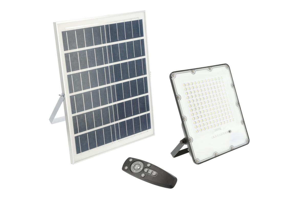 LED solar floodlight BRAVOS, 2000 lm, 6400K, IP65, 120°, remote control