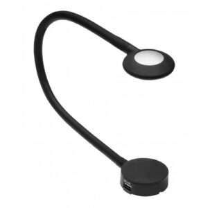 LED luminaire CHICAGO, 2.1 W, DC12V, 2xUSB-A, dimmable, 4000K, cable mini AMP 1.5 m, black