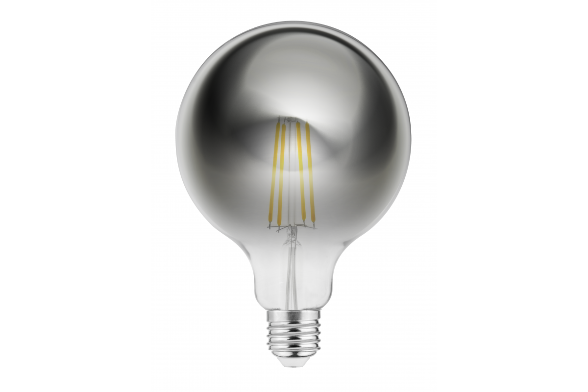 LED Bulb E27, G125, 8 W, 720 lm, 2700K, AC220-240V, 360°, FILAMENT gray