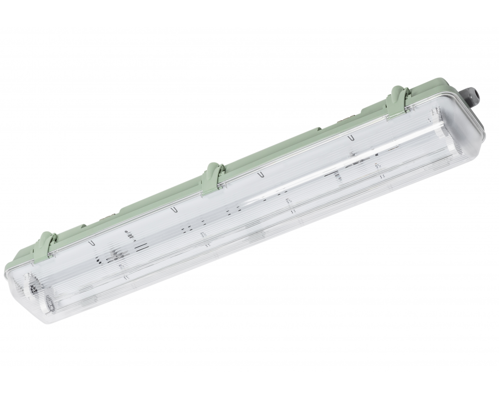 Hermetic luminaire HELIOS BIS, for T8 LED single-sided power supply, G13, IP65, AC220-240V, 2x60cm, ABS/PS