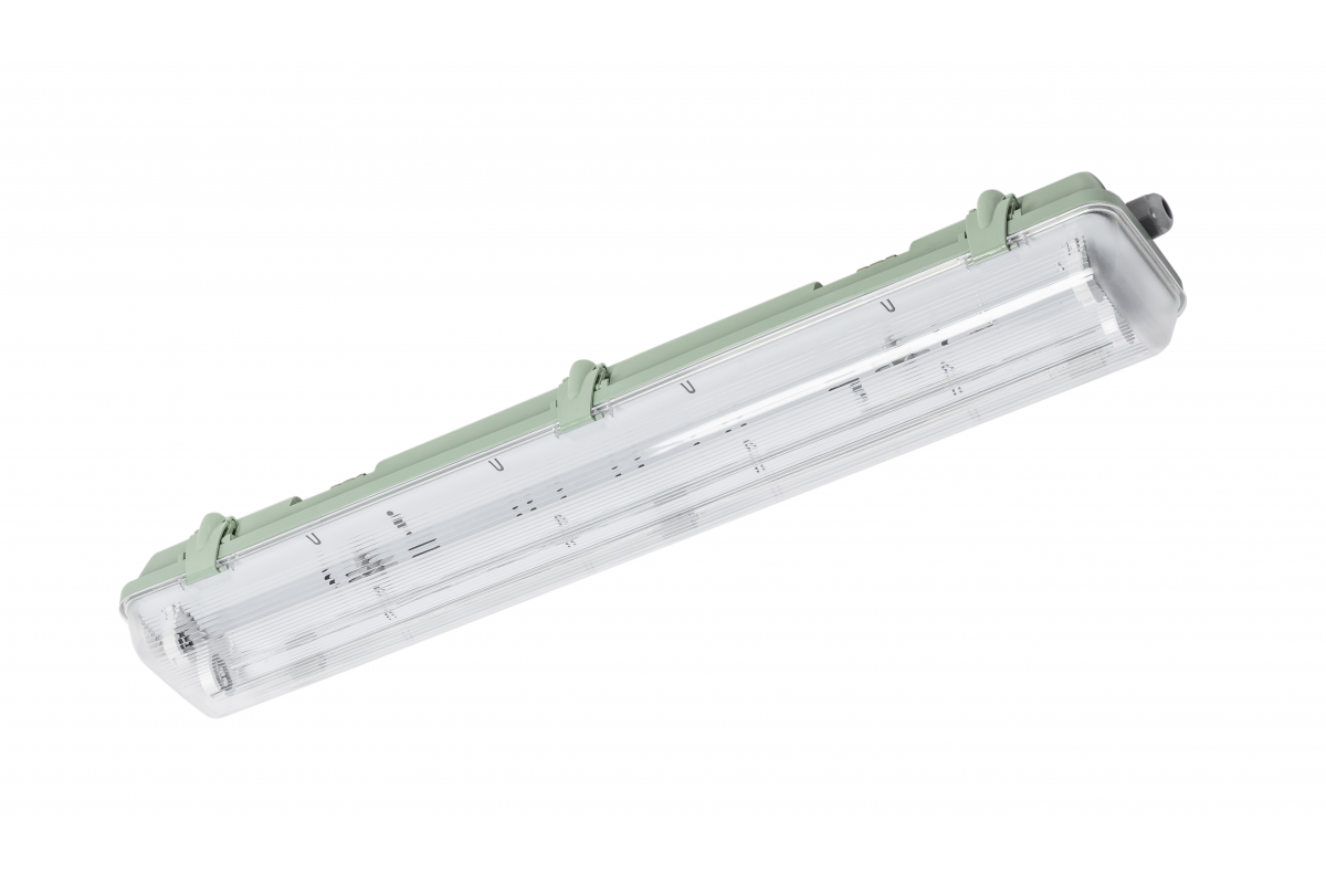 Hermetic luminaire HELIOS BIS, for T8 LED single-sided power supply, G13, IP65, AC220-240V, 2x60cm, ABS/PS
