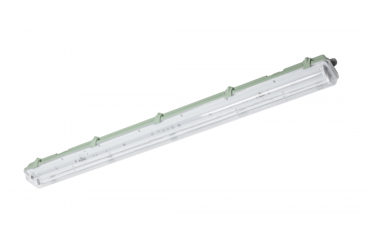 Hermetic luminaire HELIOS BIS, for T8 LED single-sided power supply, G13, IP65, AC220-240V, 2x120cm, ABS/PS