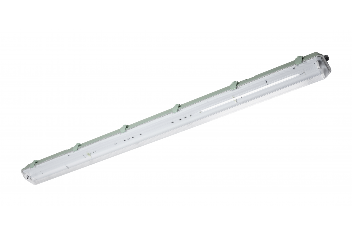 Hermetic luminaire HELIOS BIS, for T8 LED single-sided power supply, G13, IP65, AC220-240V, 2x150cm, ABS/PS