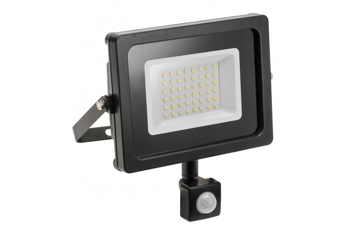 LED floodlight iNEXT with motion sensor 20W 1600lm, PF>0,9, RA>80, IP65, 120°, 6400K, black body