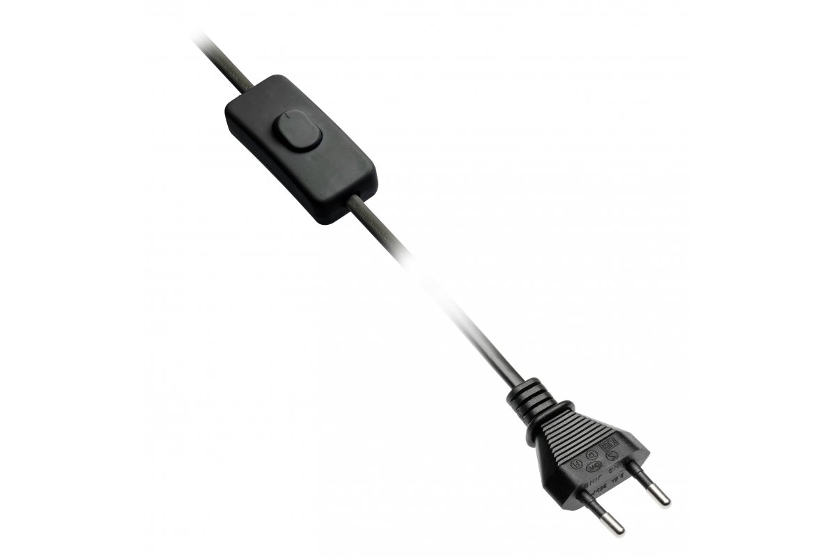 Cable with switch 2 m, black