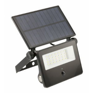LED solar floodlight with motion sensor LUMOS II, 2000 lm, 6400K, 2600 mAh replaceable, IP65, black