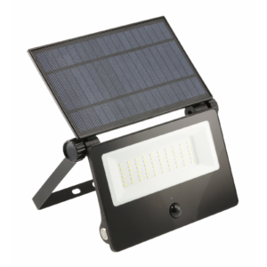 LED solar floodlight with motion sensor LUMOS II, 3000 lm, 6400K, 2x2600 mAh replaceable, IP65, black