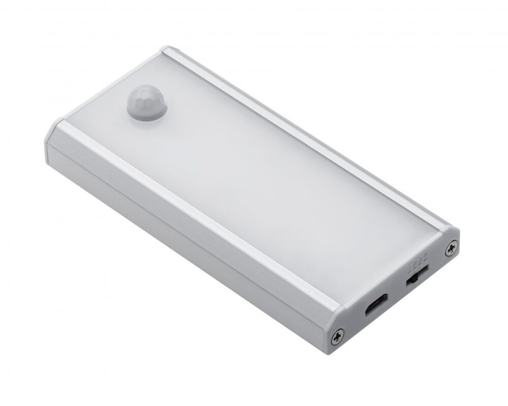 LED luminaire COMA PIR, rechargeable, white