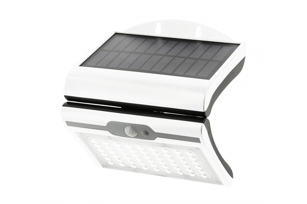 LED facade luminaire on solar battery RAMOS, motion/twilight sensor, 300 lm, 3.7V, 1800 mAh, IP44, 6400K, white