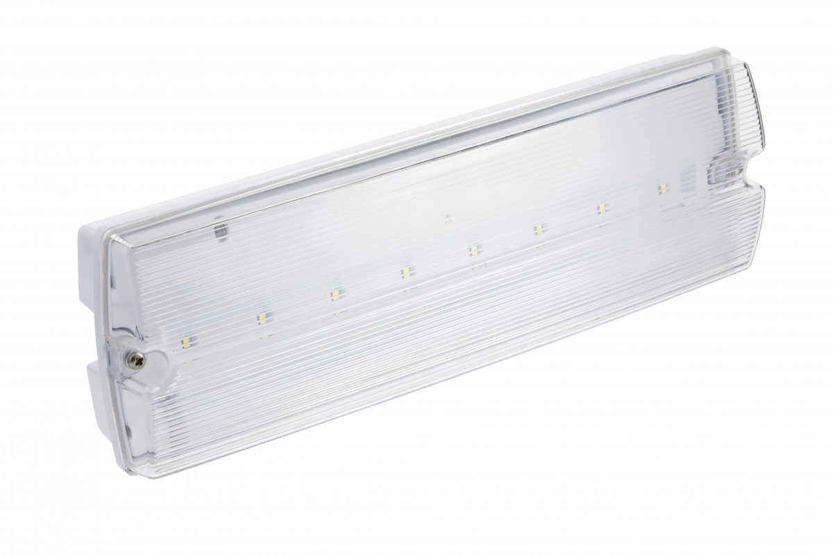 Emergency LED luminaire TERNO, 3 W, 250 lm, 6400K, AC220-240V, IP65, 3 hours, dual-mode, TEST button