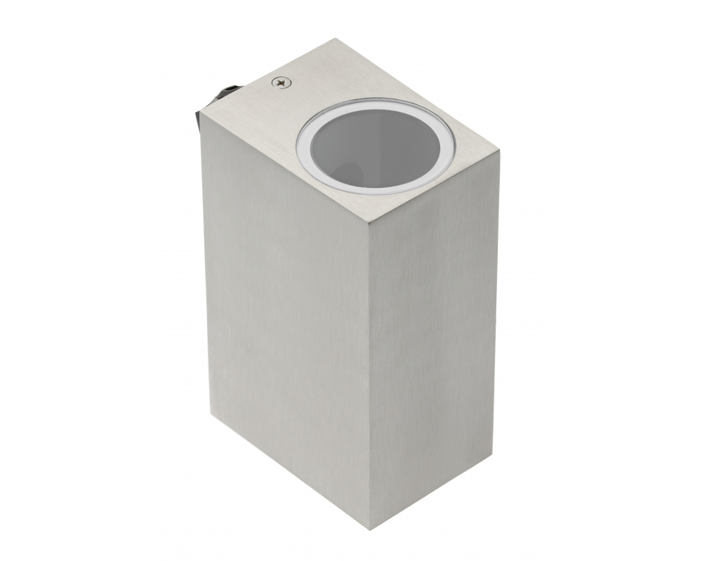 Facade luminaire bidirectional TIAGO, 2*GU10, max. 2*35 W, IP54, square, stainless steel