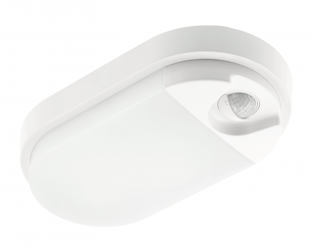 LED luminaire TULON with motion sensor, 15 W, 1350 lm, 4000K, AC220-240V, IP54, oval, white