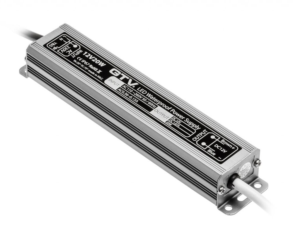 Power supply, DC12V, 20 W, input AC220-240V, IP67