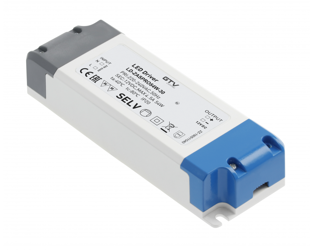 LED power supply PRO 12V, 54W, input 220-240VAC, IP20, exc. 155x53x30 mm