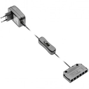 Power supply, DC12V, 6 W with switch and splitter 6 x mini AMP