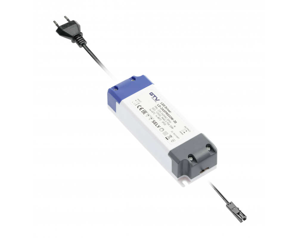 Set, power supply PRO, DC12V, input AC220-240V, 16 W, IP20, with plug and splitter 6 x mini AMP