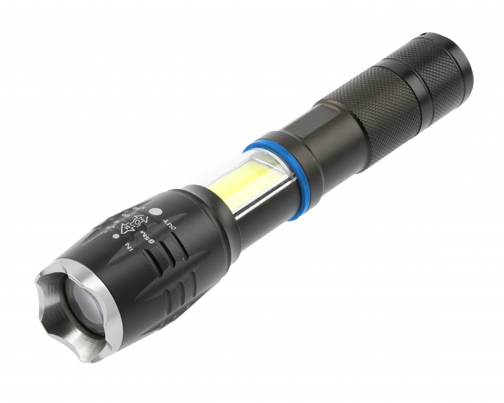 LED flashlight on 1xAAA battery, 8 W, 800 lm, 6400K, 500 m, IP44