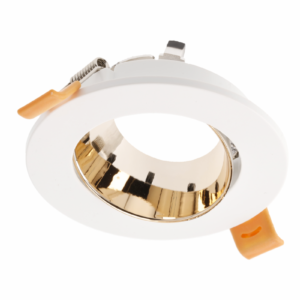 Spot luminaire housing ARIES, IP20, PC, Ø90*30 mm, round, white/gold